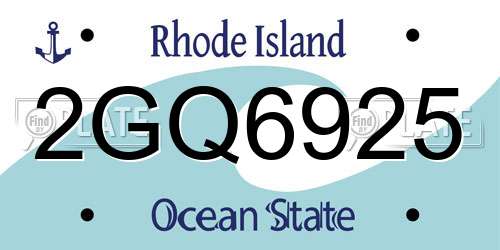 2GQ6925 Rhode Island License Plate