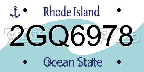 2GQ6978 Rhode Island License Plate