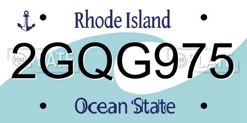 2GQG975 Rhode Island License Plate