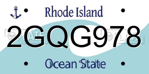 2GQG978 Rhode Island License Plate