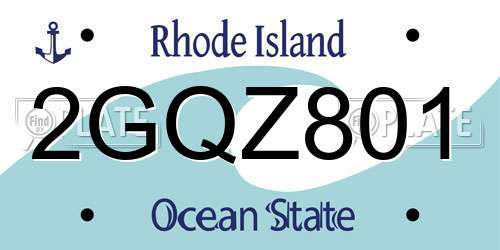 2GQZ801 Rhode Island License Plate