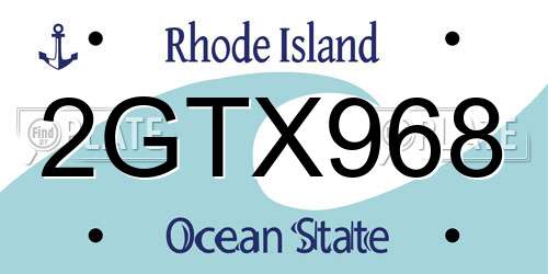 2GTX968 Rhode Island License Plate