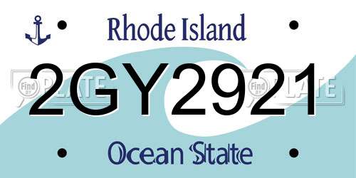 2GY2921 Rhode Island License Plate