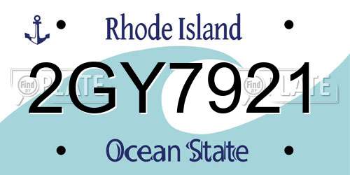 2GY7921 Rhode Island License Plate