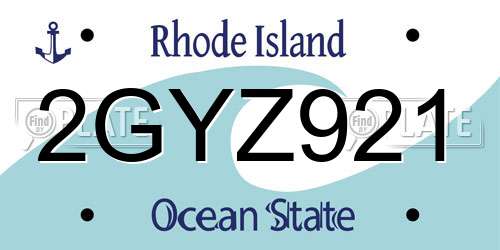 2GYZ921 Rhode Island License Plate