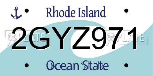 2GYZ971 Rhode Island License Plate