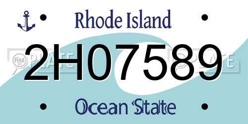 2H07589 Rhode Island License Plate