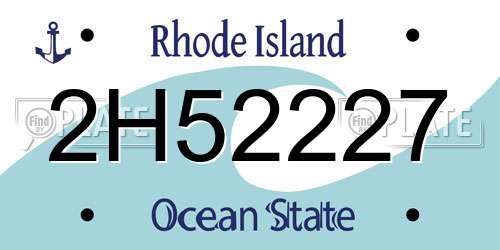 2H52227 Rhode Island License Plate
