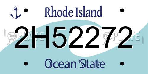 2H52272 Rhode Island License Plate