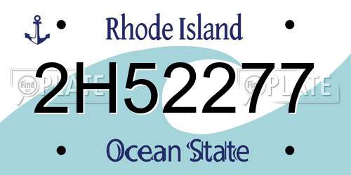 2H52277 Rhode Island License Plate