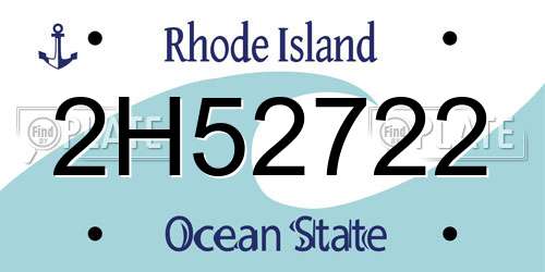 2H52722 Rhode Island License Plate