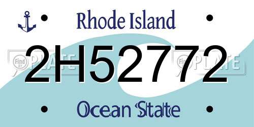 2H52772 Rhode Island License Plate