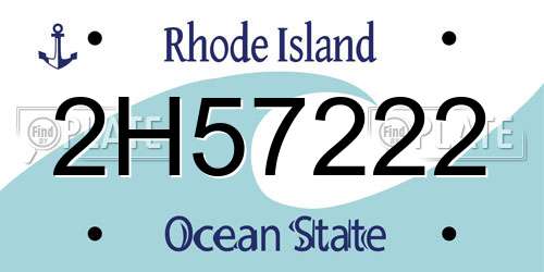 2H57222 Rhode Island License Plate