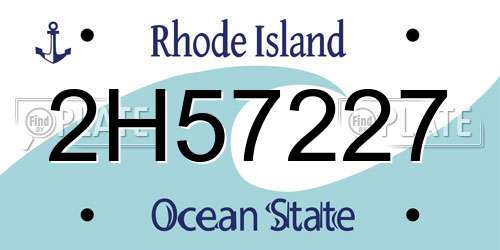 2H57227 Rhode Island License Plate