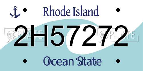 2H57272 Rhode Island License Plate