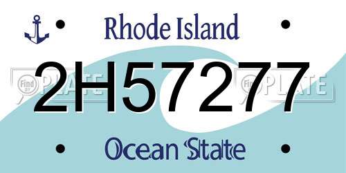 2H57277 Rhode Island License Plate