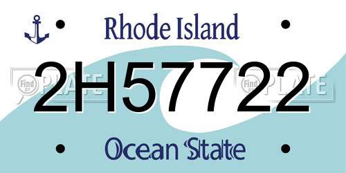 2H57722 Rhode Island License Plate