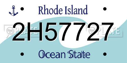 2H57727 Rhode Island License Plate