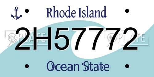 2H57772 Rhode Island License Plate