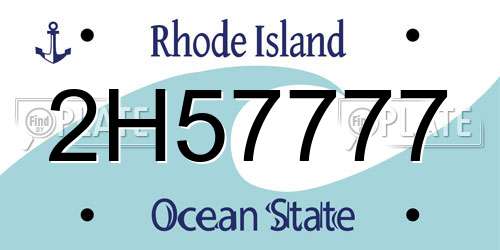 2H57777 Rhode Island License Plate
