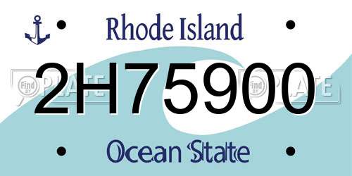 2H75900 Rhode Island License Plate