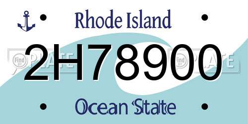 2H78900 Rhode Island License Plate