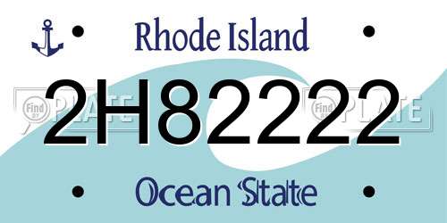 2H82222 Rhode Island License Plate