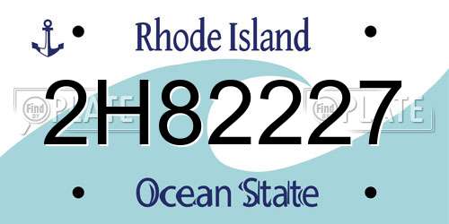 2H82227 Rhode Island License Plate