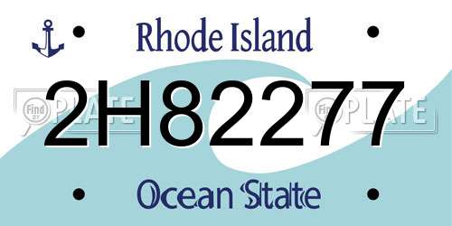2H82277 Rhode Island License Plate