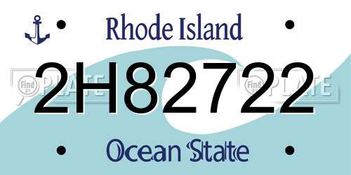 2H82722 Rhode Island License Plate