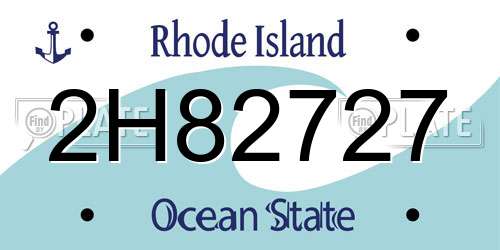 2H82727 Rhode Island License Plate