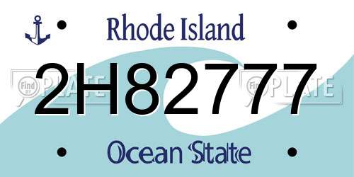 2H82777 Rhode Island License Plate