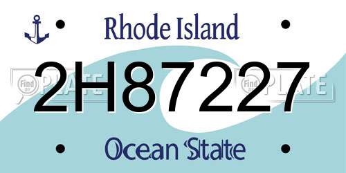 2H87227 Rhode Island License Plate