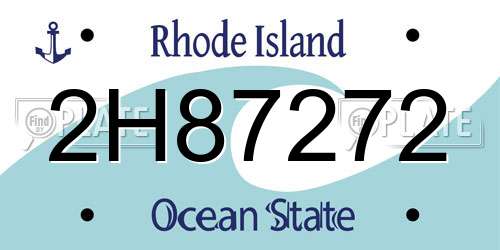 2H87272 Rhode Island License Plate
