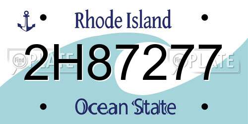2H87277 Rhode Island License Plate