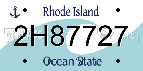 2H87727 Rhode Island License Plate
