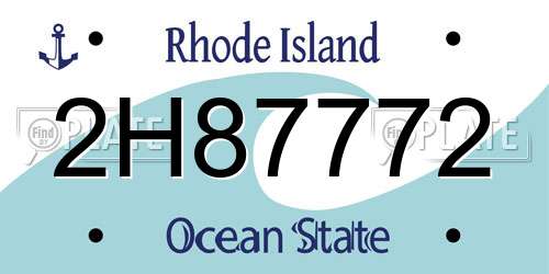 2H87772 Rhode Island License Plate