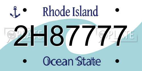 2H87777 Rhode Island License Plate