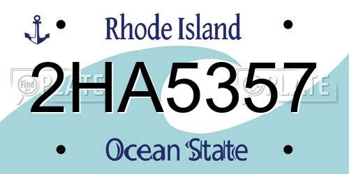 2HA5357 Rhode Island License Plate