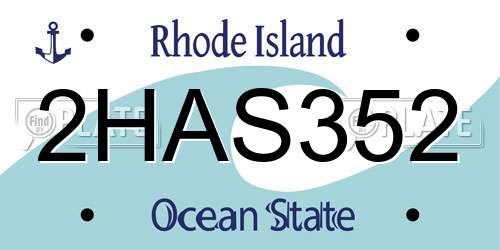 2HAS352 Rhode Island License Plate