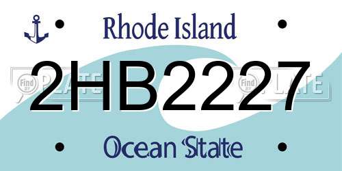 2HB2227 Rhode Island License Plate