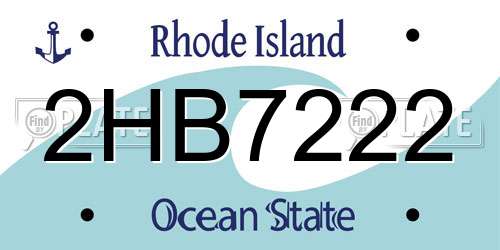 2HB7222 Rhode Island License Plate