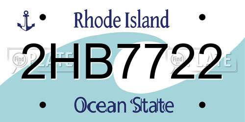 2HB7722 Rhode Island License Plate