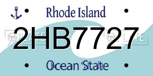2HB7727 Rhode Island License Plate