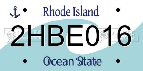 2HBE016 Rhode Island License Plate