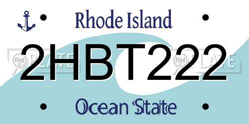 2HBT222 Rhode Island License Plate