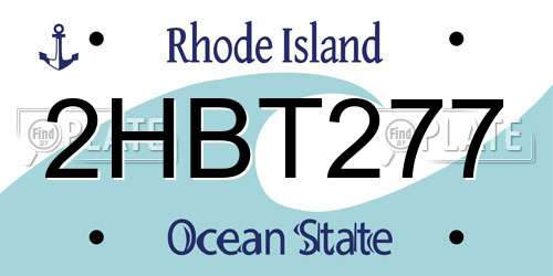 2HBT277 Rhode Island License Plate