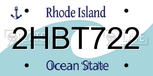 2HBT722 Rhode Island License Plate