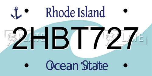 2HBT727 Rhode Island License Plate