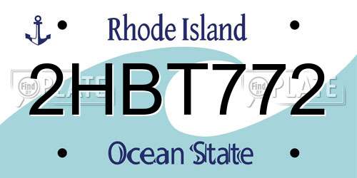 2HBT772 Rhode Island License Plate